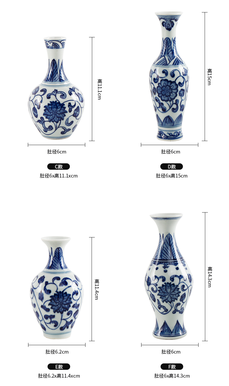 Blue and white porcelain of jingdezhen ceramic lucky bamboo vase to restore ancient ways furnishing articles the features creative Chinese style household small flower arrangement