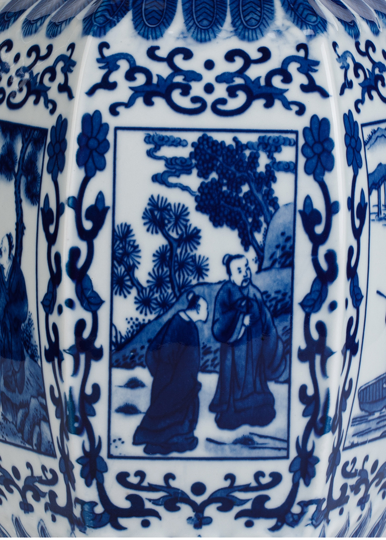 Chinese style decorates furnishing articles ceramic antique blue and white porcelain vase sitting room ark adornment furnishing articles version into living room