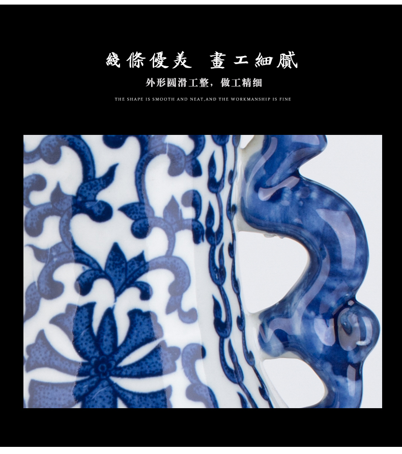 New classical Chinese blue and white ceramics antique vase furnishing articles rich ancient frame wine home sitting room decoration