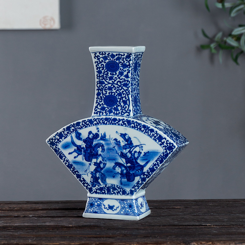 New classical Chinese blue and white ceramics antique vase furnishing articles rich ancient frame wine home sitting room decoration