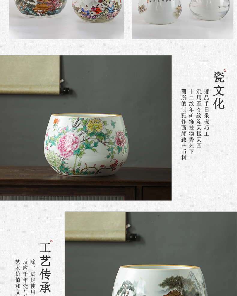 Jingdezhen ceramic famille rose porcelain basin creative home desktop cylinder accessories to the sitting room porch ceramic flower pot furnishing articles