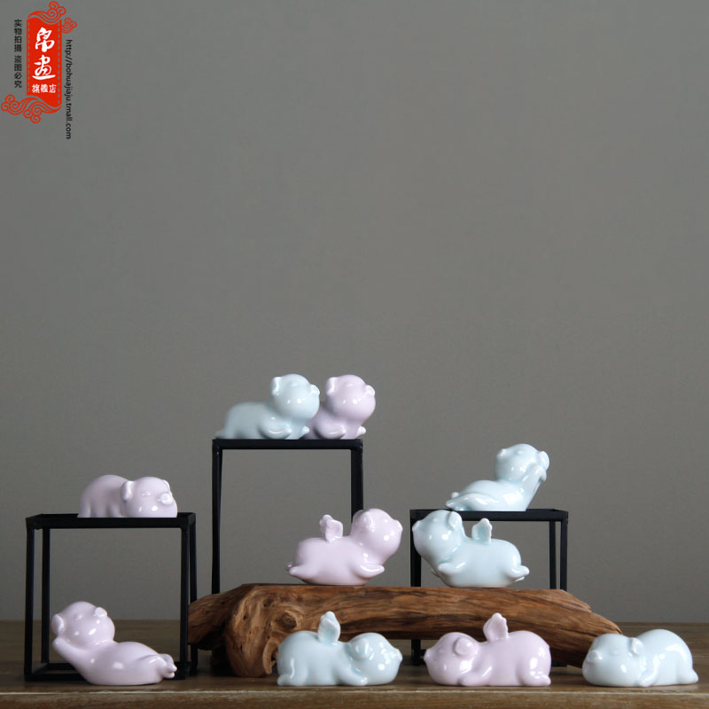 Ceramic pig flies home furnishing articles furnishing articles eye pink/shadow cyan ceramics "place adorn article