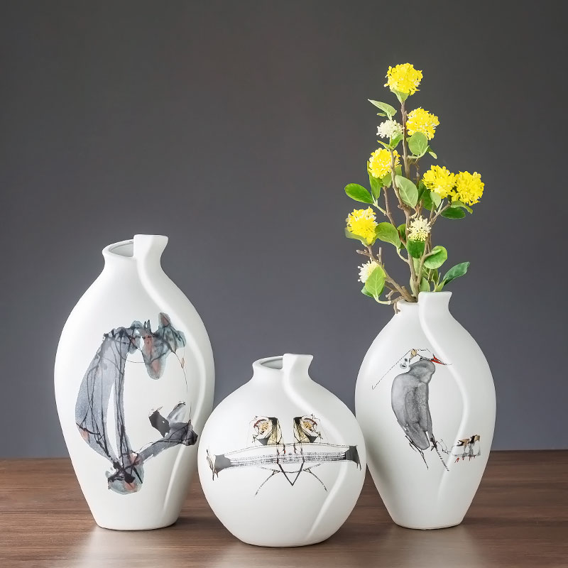 Vase furnishing articles sitting room flower arranging jingdezhen China creative wind white hand - made desktop porcelain contracted household decoration