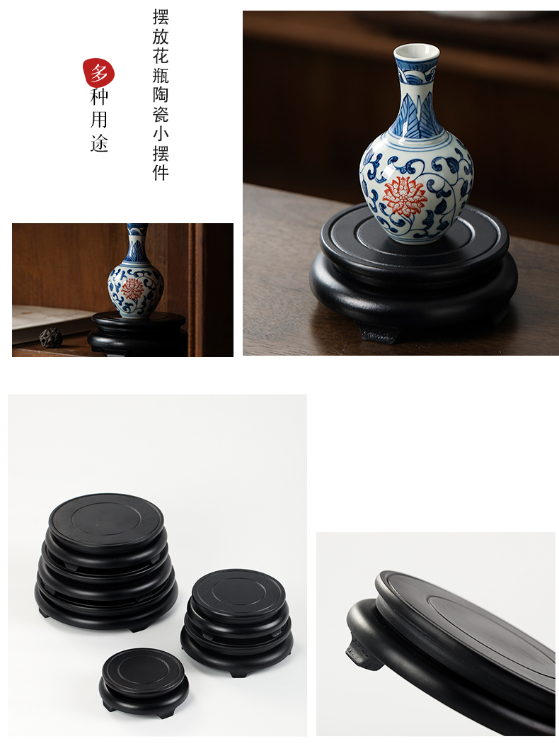 Wooden pallet, furnishing articles stone stone teapot potted vase flowerpot censer Buddha base can rotate circular base