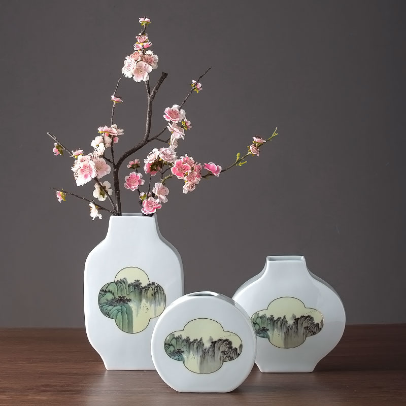 Ceramic vase household sitting room adornment of new Chinese style table furnishing articles Nordic light floor key-2 luxury arranging flowers, dried flowers adornment