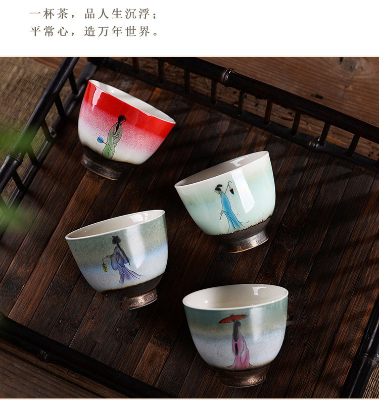 BoHua ware ceramic hand - made fairy beauty tea cups sample tea cup in the hand - made teacup ceramics cup