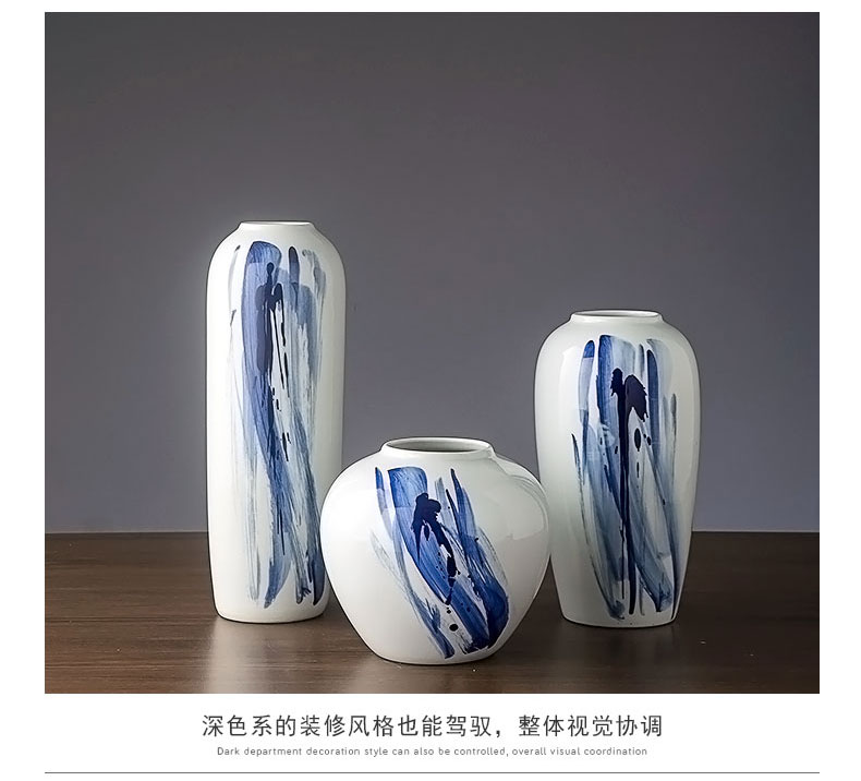 Jingdezhen ceramic vase furnishing articles contracted and I sitting room creative flower arrangement of new Chinese style flower grain dry flower decoration