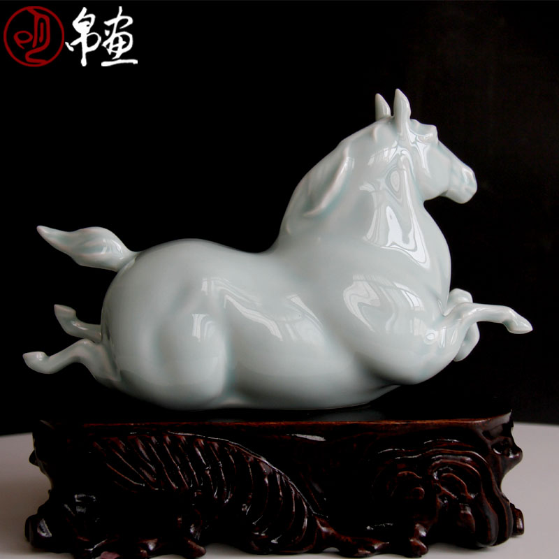 Jingdezhen ceramic horse furnishing articles celadon auspicious household manual its sitting room porch success of feng shui