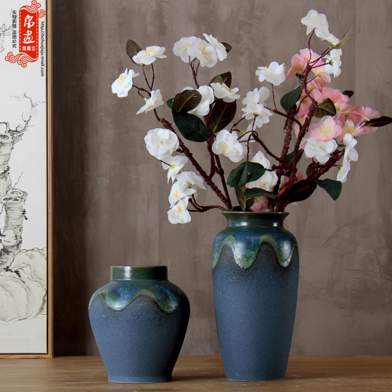 Grain dry flower vases, creative home stay facility wind art pottery ancient verdigris do old flower, flower interior furnishing articles