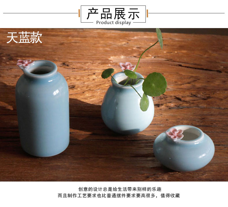 Jingdezhen ceramic creative floret bottle flower mini floral outraged Nordic home decoration copper flower pot grass in the plants