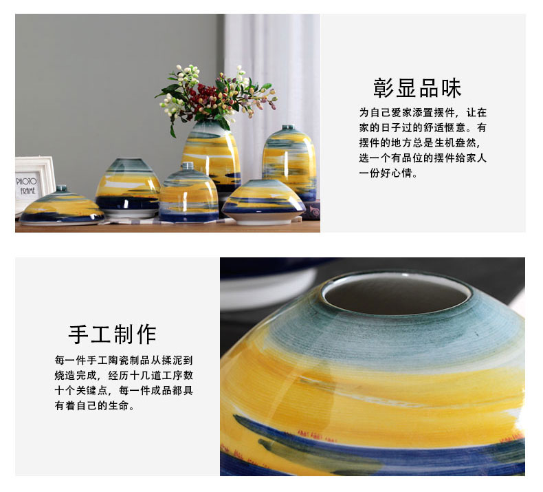 Home sitting room receptacle furnishing articles modern flower implement decoration in jingdezhen ceramic flower flower knot wedding made stripe