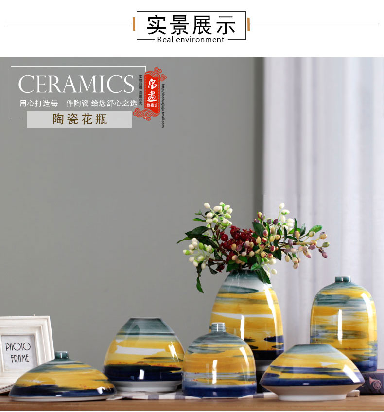 Home sitting room receptacle furnishing articles modern flower implement decoration in jingdezhen ceramic flower flower knot wedding made stripe