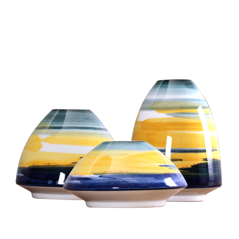 Home sitting room receptacle furnishing articles modern flower implement decoration in jingdezhen ceramic flower flower knot wedding made stripe