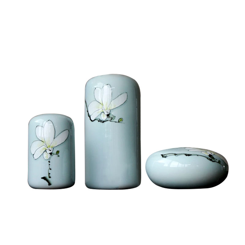 Jingdezhen ceramic vase furnishing articles dried flowers, flowers, flower arrangement sitting room porch between new Chinese style household decoration decoration plate