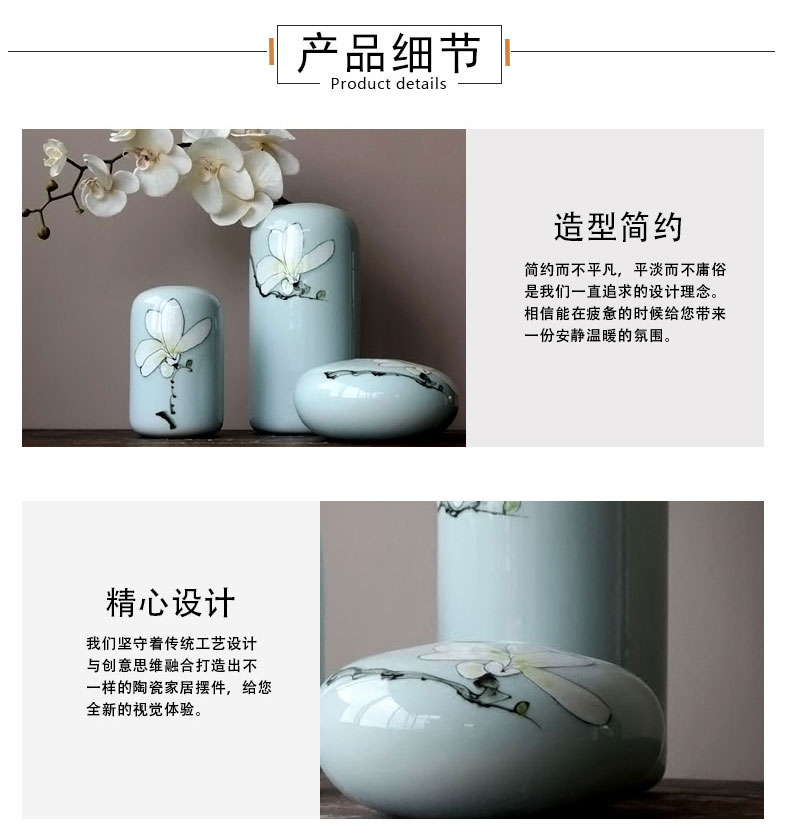 Jingdezhen ceramic vase furnishing articles dried flowers, flowers, flower arrangement sitting room porch between new Chinese style household decoration decoration plate