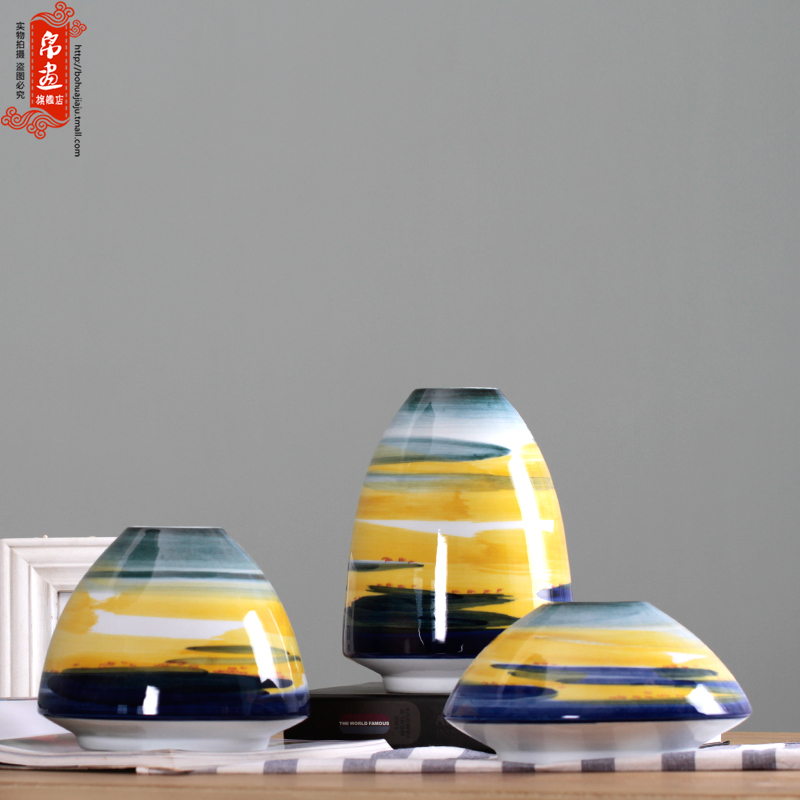 Home sitting room receptacle furnishing articles modern flower implement decoration in jingdezhen ceramic flower flower knot wedding made stripe