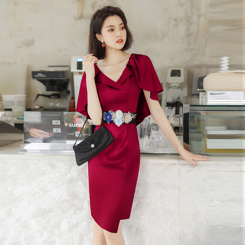 Evening dress female banquet temperament short section small high-end light luxury can usually wear mother wear wedding dress summer