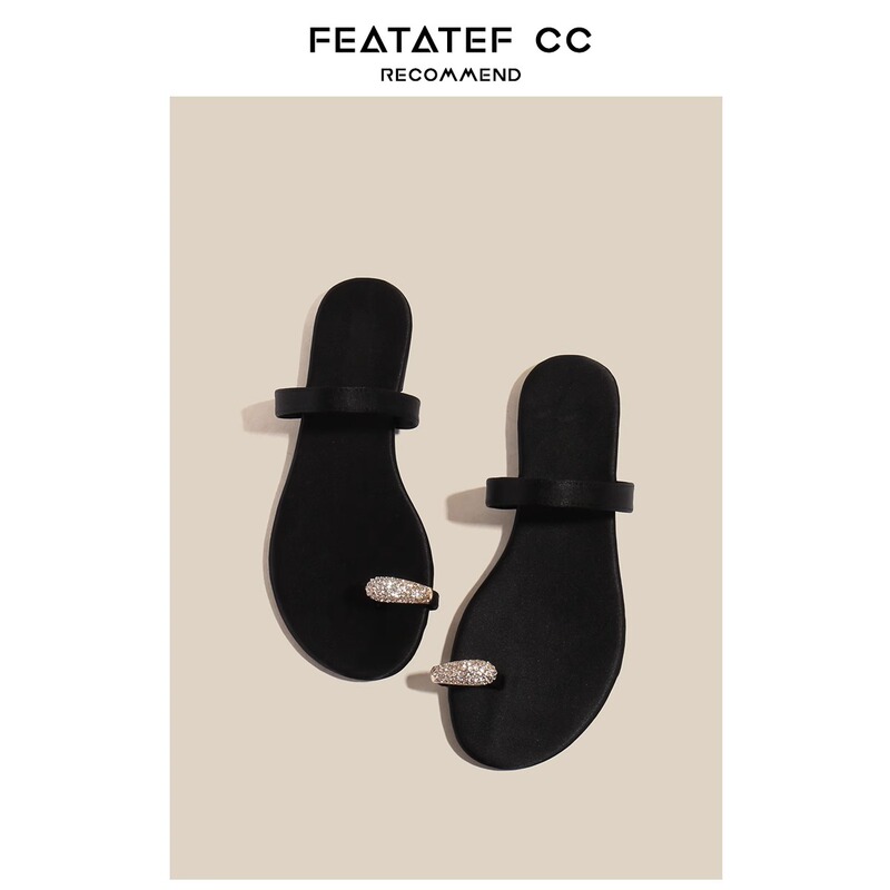 Women's Fashion Sandals 2026 Summer New Flat One-Strap Rhinestone Slippers for Women to Wear Outside ins Trendy Slippers