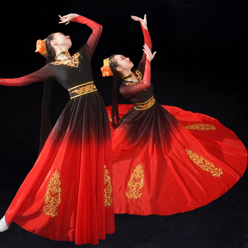 Chinese Folk Dance Dresses for women xinjiang Dance Costume belly dance performance dress dress big swing skirt