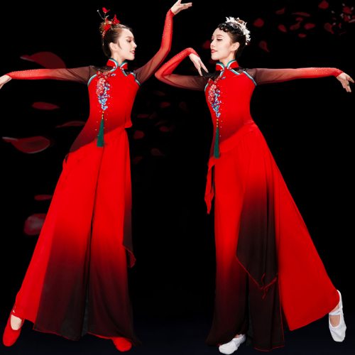 Chinese Folk Dance Dresses for women Chinese style modern Yangko costume Folk Dance Costume fan dance dress