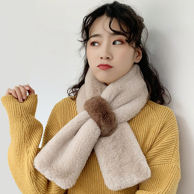 獭兔毛围巾双面加厚仿皮草毛绒围脖