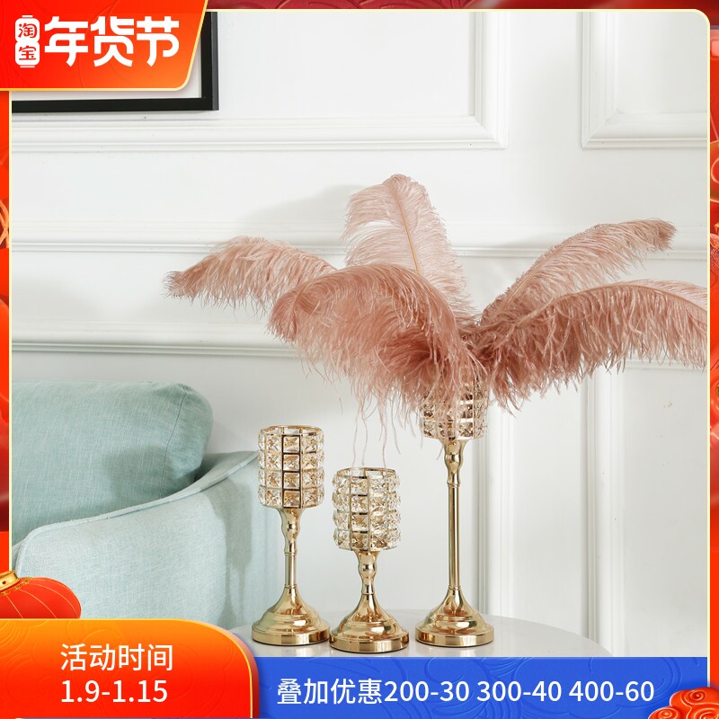 European crystal candlestick ornaments home living room table model room candle holder Nordic romantic decorations