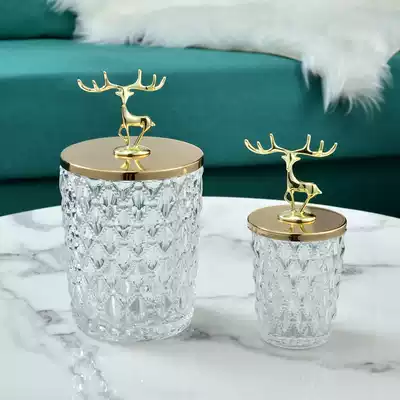 Nordic coffee table glass storage jar toothpick cotton stick box candy storage box European model room home soft decoration