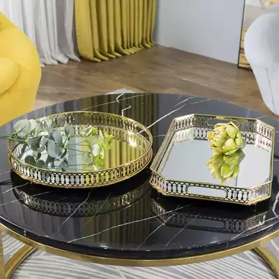 Nordic living room coffee table decoration tray decoration European American model room jewelry storage plate Mirror soft decoration