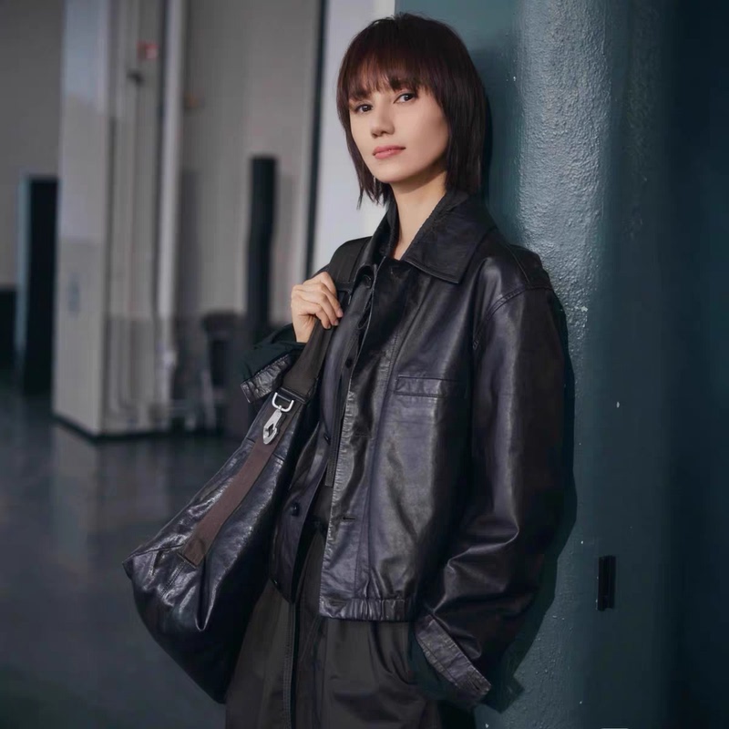 2025 Autumn/Winter New Haining Women's Casual Leather Jacket Short Style High-End Leather Coat Petite Biker Jacket for Women