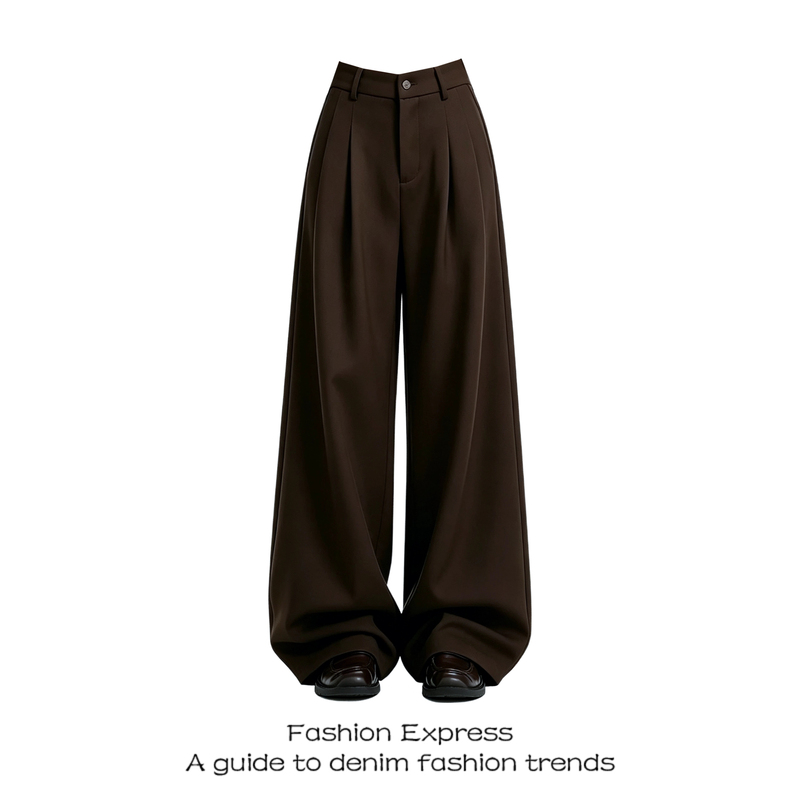 Brown Retro Straight-Leg Pants Casual Pants for Women 2026 Autumn New Wide-Leg High-Waisted Slimming Versatile Floor-Length Pants Trendy Brown Retro Straight-Leg Pants Casual Pants for Women 2026 Autumn New Wide-Leg High-Waisted Slimming Versatile Floor-Length Pants Trendy
