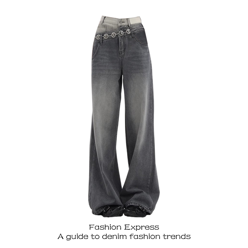 American Retro Double-Waist Patchwork Faux Two-Piece Jeans for Women, Autumn and Winter 2025 New High-Waisted Straight-Leg Floor-Length Pants American Retro Double-Waist Patchwork Faux Two-Piece Jeans for Women, Autumn and Winter 2025 New High-Waisted Straight-Leg Floor-Length Pants
