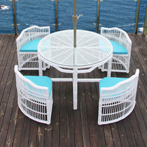 Outdoor table and chair outdoor courtyard rattan chair three or five piece set balcony small coffee table combination home round table chair Leisure