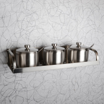 Stainless steel kitchen rack spice rack 123-floor bathroom wall-mounted mirror front shelf storage rack