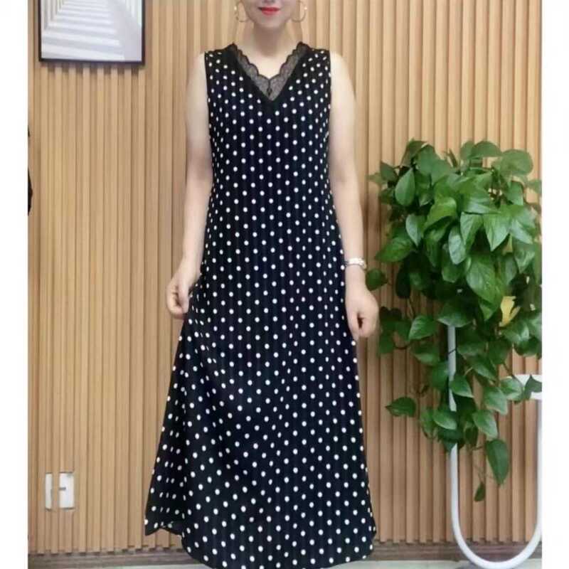 Summer New Style Small Polka Dot Lace Fashion Women's Dress with a Slimming Collar, Sleeveless Dress, Versatile and Trendy Summer New Style Small Polka Dot Lace Fashion Women's Dress with a Slimming Collar, Sleeveless Dress, Versatile and Trendy