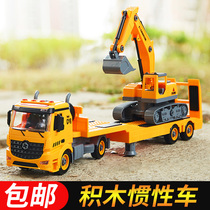 Disassembly and assembly of large inertial container truck double-layer transport trailer flatbed container truck model simulation boy toy car