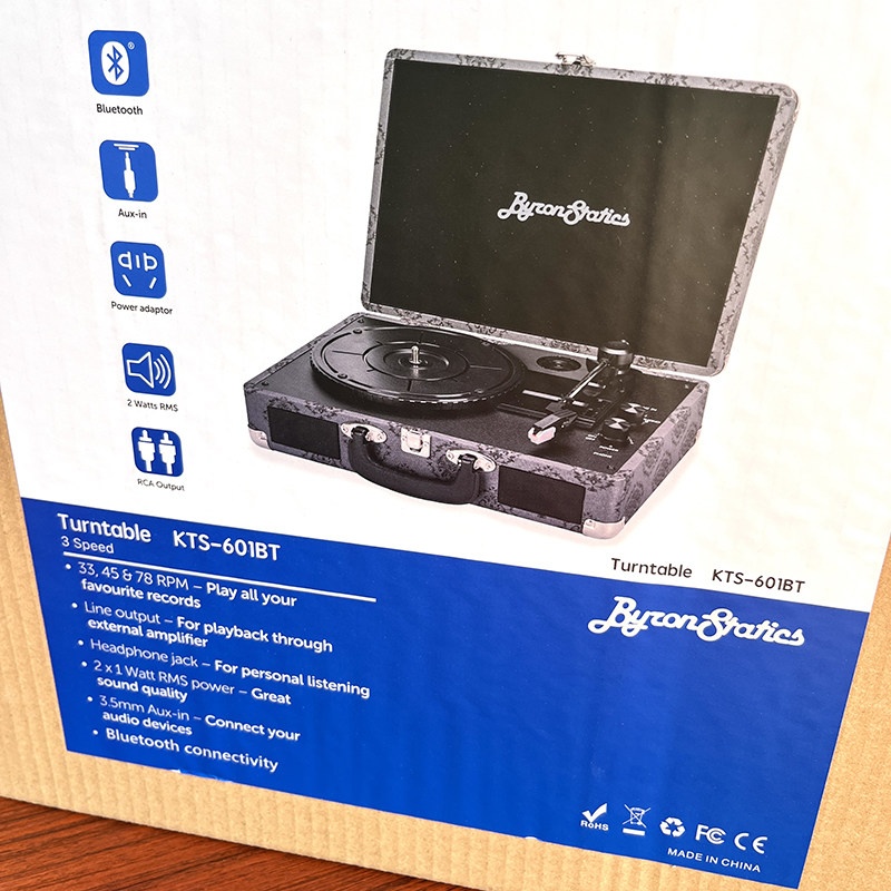 Виниловый проигрыватель 装逼送礼利器！出老美覆古黑胶唱片机3速内置立体声扬声手提箱