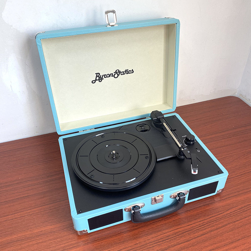 Виниловый проигрыватель 装逼送礼利器！出老美覆古黑胶唱片机3速内置立体声扬声手提箱