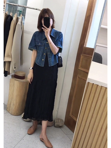 Летняя одежда, джинсовая куртка, платье, комплект, по фигуре, изысканный стиль