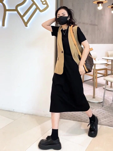 Летний костюм, жилет, платье, комплект, большой размер