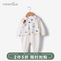 Baby jumpsuit vest autumn and winter two-piece cartoon baby long sleeve cotton warm Ha clothes newborn clothes