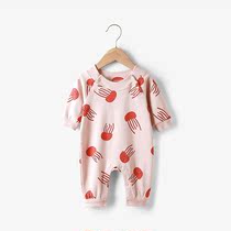 Baby jumpsuit spring and autumn 0-1 year old newborn clothes autumn and winter newborn baby cotton ha clothing cartoon pajamas