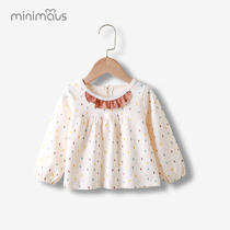 Girls baby shirt long sleeve new spring and autumn clothes base shirt foreign style baby girl high waist Princess top baby shirt