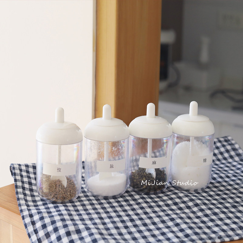 Mi - Japanese style spoon taste kitchen simple flavor bottle set spoon cover one salt - flavored refined box