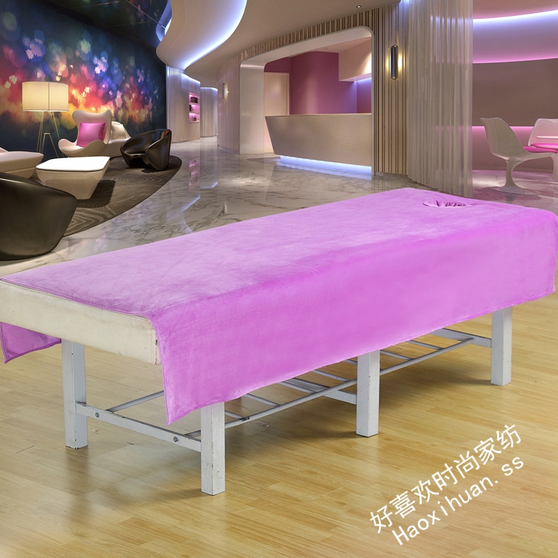 Cao cấp đám mây nhung dày cao cấp Tấm vải massage màu rắn có lỗ Thẩm mỹ viện đặc biệt mùa thu đông ga trải giường thắng lợi
