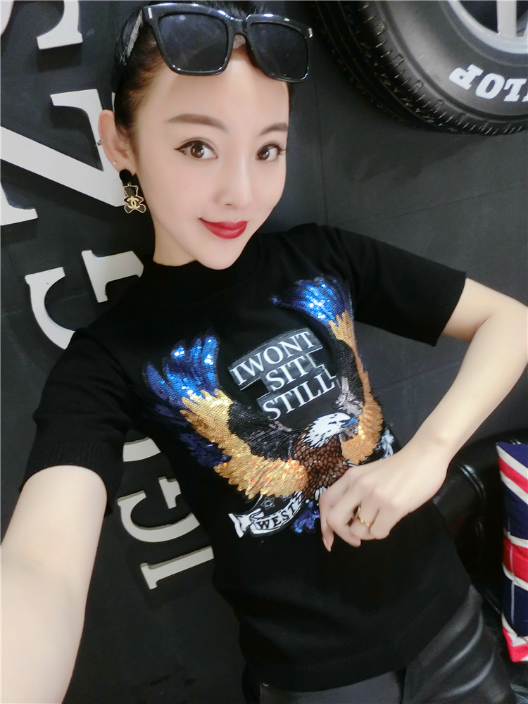 Áo len nữ mùa thu đông 2017 phiên bản mới của Hàn Quốc áo thun cổ cao bán nguyệt áo thun ngắn tay áo len mỏng chạm đáy áo thủy triều áo len mongtoghi