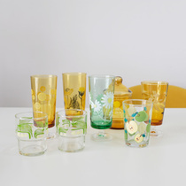Japanese made vintage mid-ancient Showa flower glass Japanese Lily of the valley seal cup dessert cup collection