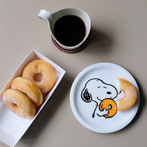 SNOOPY doughnut snack plate fruit ceramic dish cartoon SNOOPY underglaze Japanese disc round flat plate