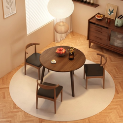 All Solid Wood Small Round Table For Home Small Apartment Round Dining Table and Chair Combination Balcony Coffee Table Minimalist Negotiation Table Coffee Table