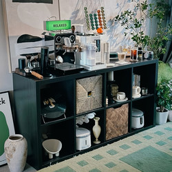 Bookcase Kalek Lattice Cabinet Black Eight-compartment Cabinet Storage Cabinet Integrated Wall Cabinet Living Room Storage Cabinet Display Cabinet