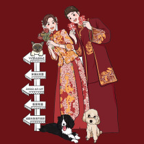 Wedding cartoon welcome sign humanoid standing sign wedding engagement layout decoration internet celebrity display stand kt board sign